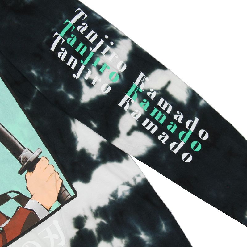 Demon Slayer Mens' Tanjiro Kamado Kanji Tie-Dye Long Sleeve Adult T-Shirt, 3 of 6