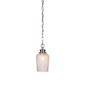 Toltec Lighting Cordova 1 - Light Pendant in  Brushed Nickel with 5" Clear Textured Shade - 1 of 1