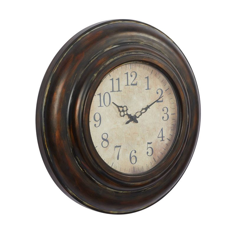 24&#34;x24&#34; Metal Wall Clock with Fluted Frame Brown - Olivia &#38; May, 5 of 9
