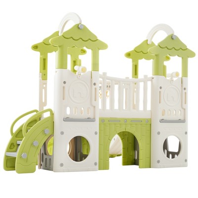 8-1 Toddler Climber and Slide Set,Kids Slide for Toddlers Age 1+,Playset with Basketball Hoop,Tunnel, Play Combination for Babies,Indoor& Outdoor