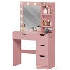 Vanity Desk with Mirror and Adjustable Lights, Makeup Vanity Desk with 4 Drawers, Built-in Power Outlet & USB, Makeup Table for Bedroom - 2 of 4