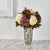 Nearly Natural 22-in Peony, Hydrangea and Dahlia Artificial Arrangement in Silver Vase - 3 of 4