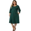 Agnes Orinda Women's Plus Size 3/4 Sleeve Round Neck with Pocket Flowy Dress - 2 of 4