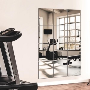 Home Gym Mirror Tiles for Wall, 14"x12"x12count Full Length Home Gym Workout Mirror - 1 of 4