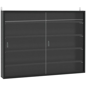 GlasFlength Decorative Storage Cabinets 5 Tier Display Cabinet Glass Display Cabinet Wall Mounted Cabinet for Living Room, Black, 31.5"*3.75"*23.5" - 1 of 4