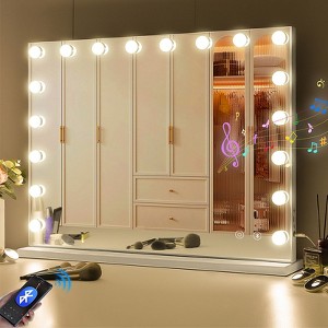 VANITII 32''x23'' Vanity Mirror with Lights Bluetooth Tabletop Wall Mount Metal White - 1 of 4
