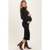 Pinkblush Black Turtle Neck Long Sleeve Rib Fitted Maternity Midi Dress - 3 of 4