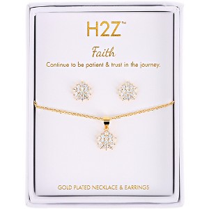 Pavilion Gift Company - Faith Floral Burst - Clear Zircon - 16.5"-18.5" Inspirational 18K Gold Plated Gift Set - Necklaces - 1 of 4