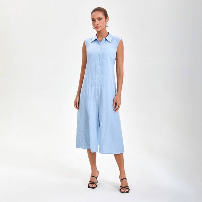 Women's Tie-Waist Midi Shirtdress - A New Day™ Blue