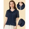 INSPIRE CHIC Women's Casual Bow Tie Pleated Neckline Swiss Dots Short Sleeve Blouse - 2 of 4