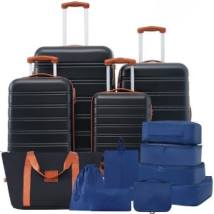 4 Pieces Hard Shell Suitcase With Travel Bag Luggage Storage Bags Luggage Tags, 16" 20" 24" 28" Luggage With TSA Lock For Travel - 1 of 4