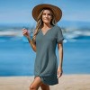 Women's Ivory/Khaki/Green/Blue Notched Neck Short Sleeve Cover-Up Dress - Cupshe - 2 of 4