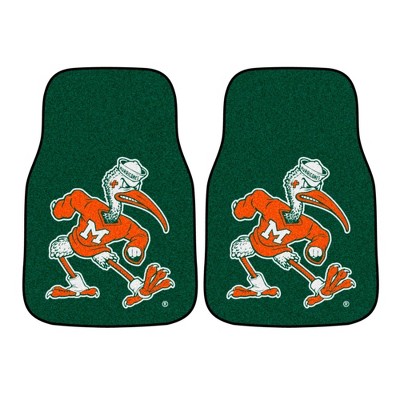 NCAA University of Miami Hurricanes Sebastian Carpet Car Mat Set - 2pc