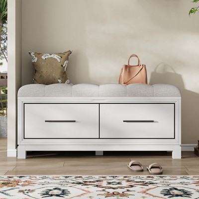 Shoe Storage Bench with Removable Cushion, Entryway Bench with Lift Top Storage, Upholstered Shoe Cabinet for Hallway Bedroom Living Room