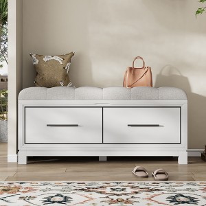 Shoe Storage Bench with Removable Cushion, Entryway Bench with Lift Top Storage, Upholstered Shoe Cabinet for Hallway Bedroom Living Room - 1 of 4