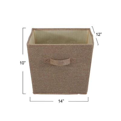 Latte Linen Tapered Medium Storage Bins with Wire Frame, 2-Pack