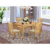 HomeStock 5-Piece Natural Oak Finish Solid Wood Top Dining Table with 4 Chairs - 2 of 4