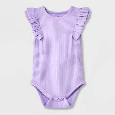 Image of Baby Girls' Ruffle Bodysuit - Cat & Jack™ Purple 6-9M