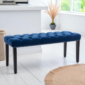 Mshliw Velvet Upholstered Tufted Bench Ottoman, Elegant Dining Bench Bedroom Footrest Accent Bench with Wooden Legs for Entryway or Living Room - 1 of 4