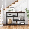 Tempered Glass Entryway Console Table with Metal and High Density Board, Stylish Living Room Console Table, Contemporary Hallway Console Table - 2 of 4