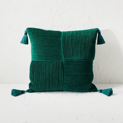 Pleated Velvet Square Throw Pillow Dark Green - Opalhouse™ designed with Jungalow™