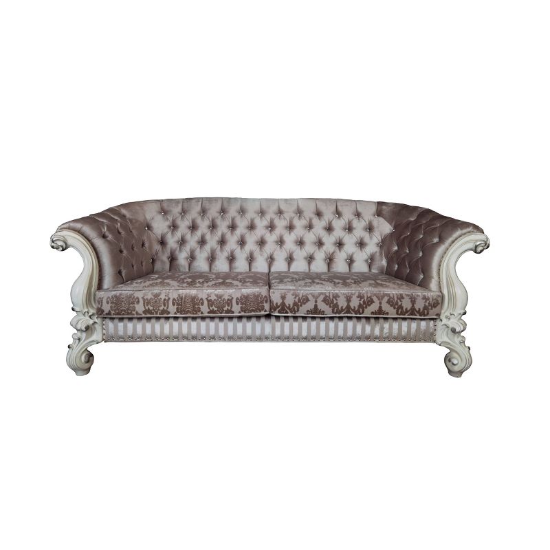 99&#34; Versailles Sofa Ivory Fabric and Bone White Finish - Acme Furniture, 4 of 7