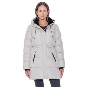 Women's 3/4 Puffer Coat with Cozy Faux Fur - S.E.B. By Sebby - 1 of 4