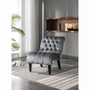 CAVINAS Modern Armless Chair, Accent Chair, Velvet Leisure Chair, Upholstered Button Recliner Chair with Wooden Legs for Bedroom, Living Room, Office - 1 of 4