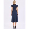 INSPIRE CHIC Women's Summer Polka Dot Cap Sleeve V Neck Lace Trim Decor Casual Midi Dresses - 3 of 4