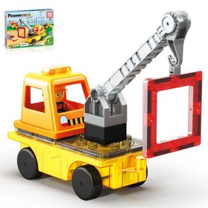 PICASSO-TILES Construction Truck for Magnetic Tiles, STEM Building Blocks Educational Toy for Kids, 15PCS - 1 of 4