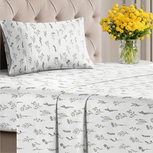 Luxuriously Soft 4-Piece Floral Sheet Set - Wrinkle-Resistant, Printed Pattern - CGK Linens - 1 of 4