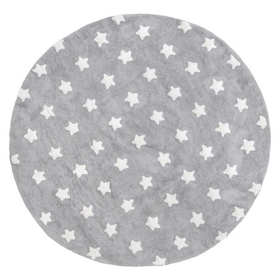 Nuloom Raised Stars Kids Machine Washable Area Rug, Round 4', Gray : Target