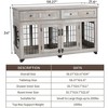 58" Large Dog Crate Furniture for 2 Dogs, Indoor Wooden Kennel Table with Storage Drawers, Decorative Pet Crate - 4 of 4
