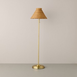 Brass with Rattan Shade Floor Lamp - Hearth & Hand™ with Magnolia - 1 of 4