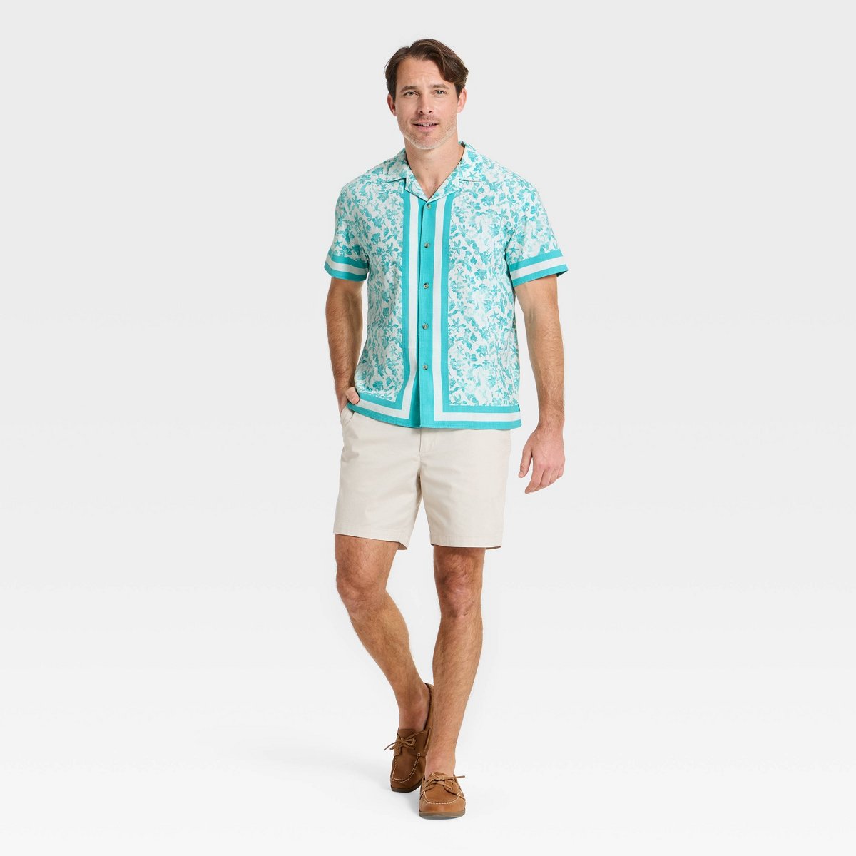 Мужские рубашки Goodfellow & Co Men's Short Sleeve Camp Shirt - Goodfellow & Co™ Blue M — фото 2
