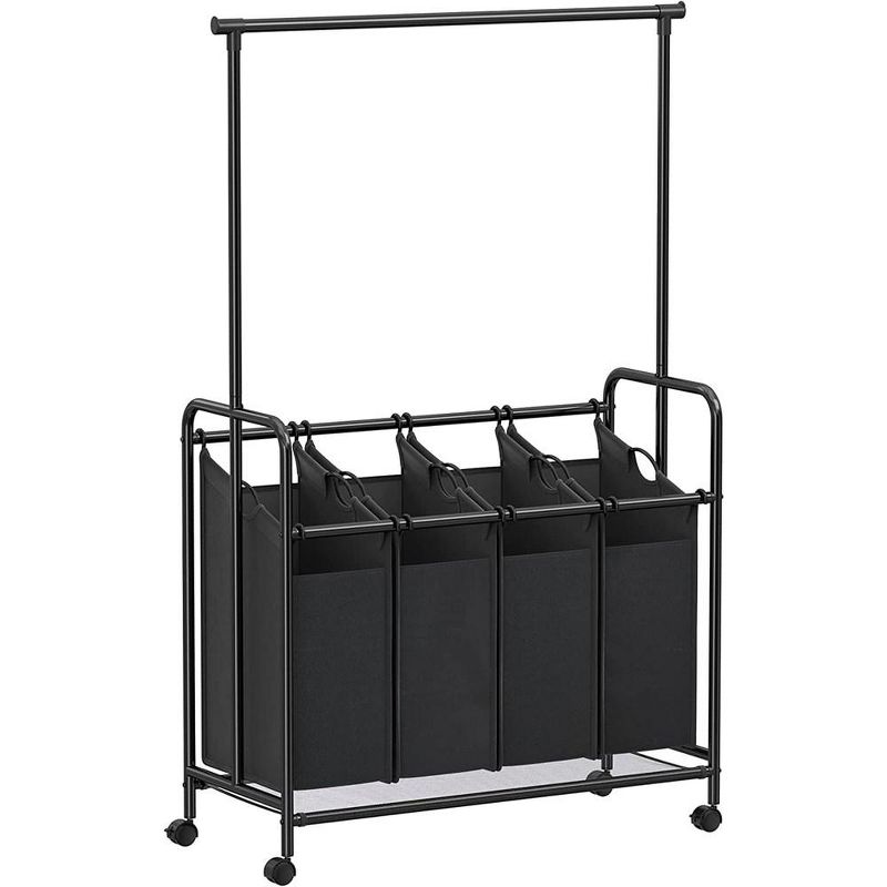 SONGMICS Heavy-Duty 4-Bag Rolling Laundry Sorter Storage Cart with Wheels, 1 of 9