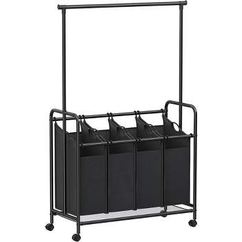 SONGMICS Heavy-Duty 4-Bag Rolling Laundry Sorter Storage Cart with Wheels
