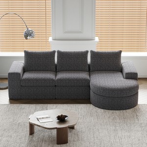 GDFStudio Godwin Modern 99" Chenille Upholstered L-Shaped 3-Seat Sectional Sofa with Curved Chaise - 1 of 4