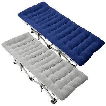 SUGIFT 2 Pack Camping cot for Adults 75x28 inch Portable Cot with Mattress, Supports 450 lbs, Gray Blue