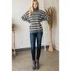 Slickblue Women's Long Sleeve Heavy Knit Sweater, Turtleneck with Stripe Detail, Grey, Size S-L - 3 of 4