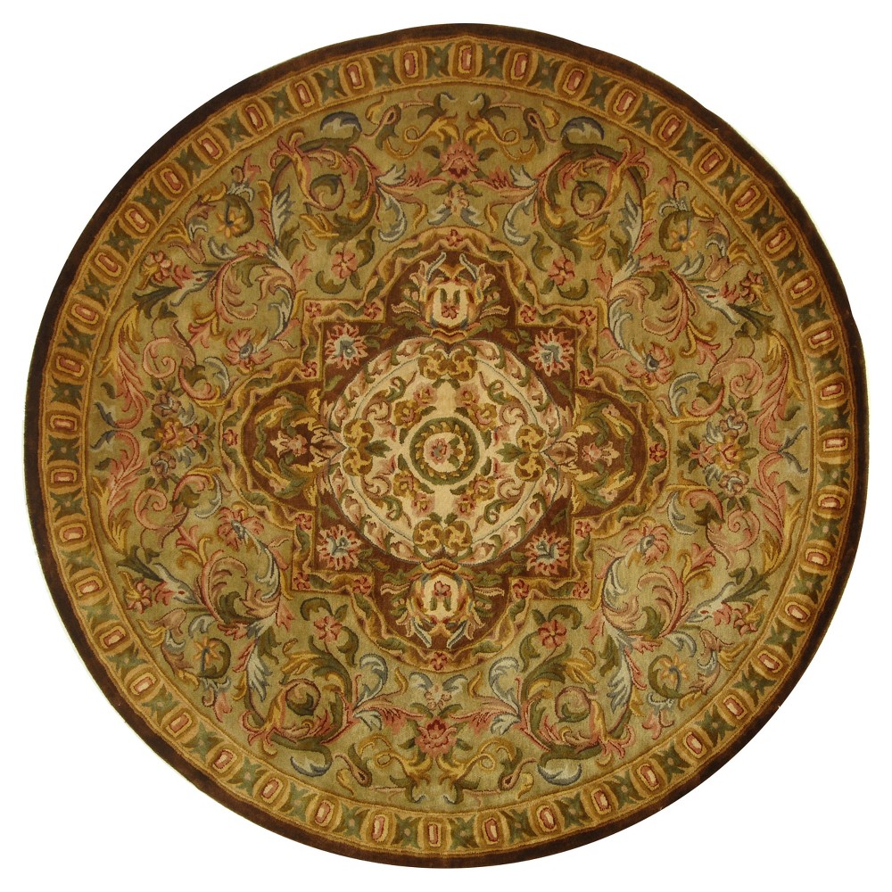 Beige/Olive Abstract Tufted Round Accent Rug - (3'6in Round) - Safavieh