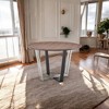 HomeRoots 48" Brown And Black Iron Sled Base Round Top Dining Table - 2 of 4