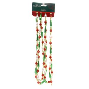 Kurt S. Adler 108.0 Inch Mult Color Bead Drop Garland Red Gold Green White Tree Garlands - 1 of 3