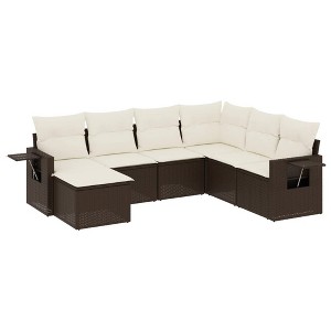 vidaXL Garden Sofa Set Brown, Cream White - 1 of 4
