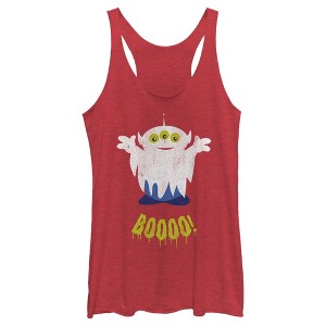 Women's Toy Story Halloween Squeeze Alien Boo Ghosts Racerback Tank Top - 1 of 4