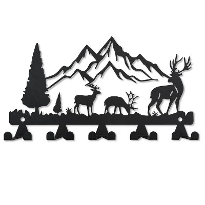 LunaLulinlk Key Holder for Wall Decorative, Wall Mounted Metal Key Organizer with 10 Hooks, Key Hooks Kitchen(Deer)