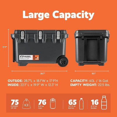 Black Metal 64 QT Insulated Cooler with Wheels