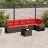 vidaXL 7 Piece Patio Sofa Set with Cushions Brown Poly Rattan - 2 of 4