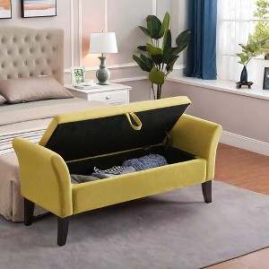NicBex Modern 51.5" Velvet Fabric Storage Bench with Curved Arms for Bedroom and Living Room - 1 of 4