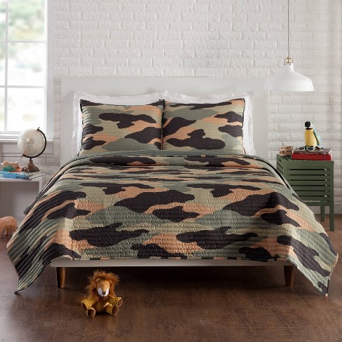 Covert Camo Quilt Set Urban, Grey Camouflage Bedding Set